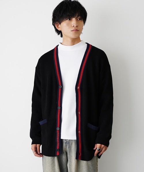 MinoriTY（マイノリティ）の「【MinoriTY select】ロング丈トリコロールカーディガン メンズ 春服 冬服（カーディガン/ボレロ・メンズ・オフホワイト/ブラック・M/XL/L）」の11枚目の写真