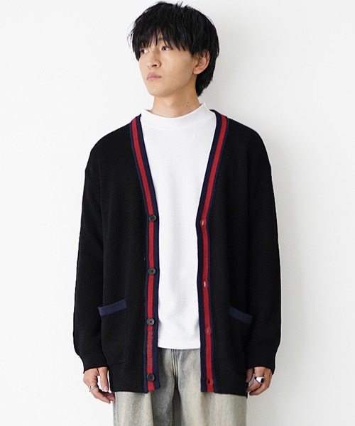 MinoriTY（マイノリティ）の「【MinoriTY select】ロング丈トリコロールカーディガン メンズ 春服 冬服（カーディガン/ボレロ・メンズ・オフホワイト/ブラック・M/XL/L）」の12枚目の写真