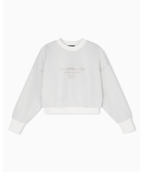 EMPORIO ARMANI（エンポリオアルマーニ）の「【エンポリオ アルマーニ】スウェットシャツ ルレックスジャージー シャイニーロゴ（スウェット・レディース・ホワイト×ブラック・MEDIUM/SMALL）」の2枚目の写真