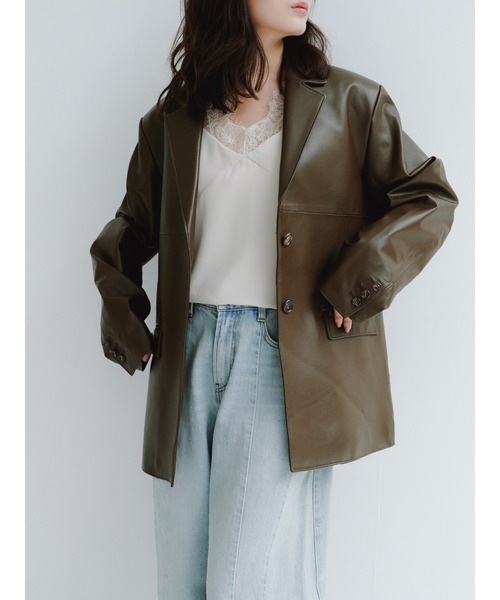 anuans(アニュアンス)の「レザーテーラードジャケット(テーラードジャケット・レディース・ダークブラウン/ブラウン・2/1)」の13枚目の写真