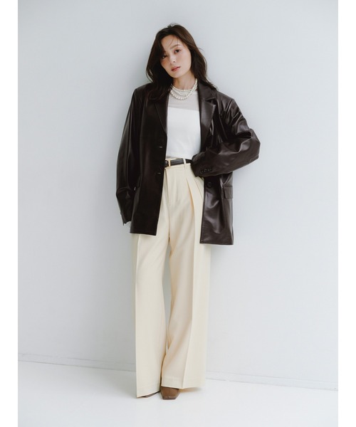 anuans(アニュアンス)の「レザーテーラードジャケット(テーラードジャケット・レディース・ダークブラウン/ブラウン・2/1)」の6枚目の写真