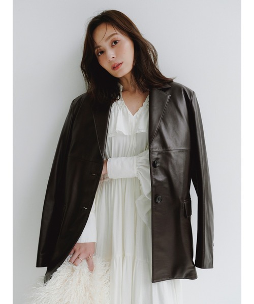 anuans(アニュアンス)の「レザーテーラードジャケット(テーラードジャケット・レディース・ダークブラウン/ブラウン・2/1)」の7枚目の写真