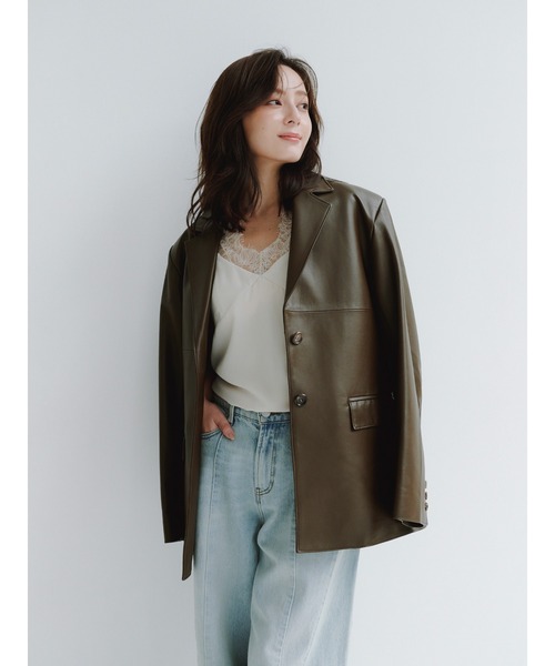 anuans(アニュアンス)の「レザーテーラードジャケット(テーラードジャケット・レディース・ダークブラウン/ブラウン・2/1)」の11枚目の写真