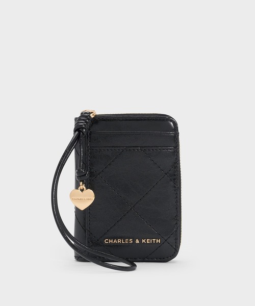 CHARLES & KEITH(チャールズ & キース)の「Apfra アップフラ キルトリストレットカードホルダー(カードケース・レディース・ブラック/クリーム/ピンク・XXS)」の1枚目の写真
