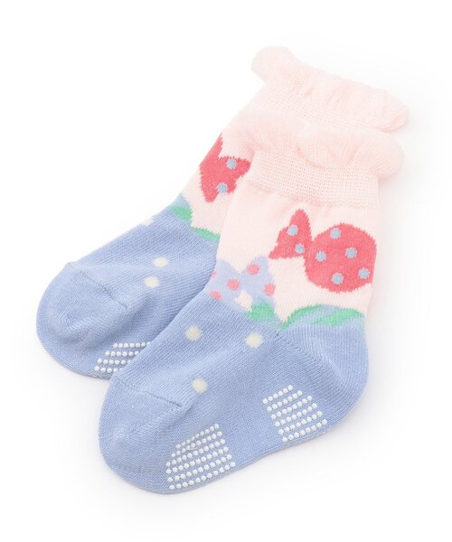 baby cheer(ベイビーチアー)の「キャンディクルーソックス(ソックス/靴下・キッズ・ピンク/ホワイト系・13-15cm/11-13cm/9-11cm/15-17cm)」の2枚目の写真