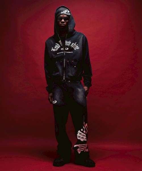 MARK POINT（マークポイント）の「MARK POINT / マークポイント GSTONE W ZIP HOODIE（パーカー・メンズ・レッド/グリーン/ブラック・LARGE/MEDIUM）」の5枚目の写真
