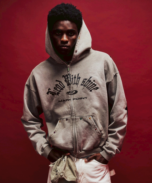 MARK POINT（マークポイント）の「MARK POINT / マークポイント GSTONE W ZIP HOODIE（パーカー・メンズ・レッド/グリーン/ブラック・LARGE/MEDIUM）」の9枚目の写真