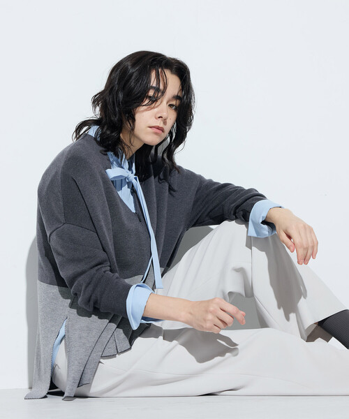 COMME CA(コムサ)の「〔 TALLサイズ 〕 ウール混スムース ジップカーディガン(カーディガン/ボレロ・レディース・チャコール・15号)」の1枚目の写真