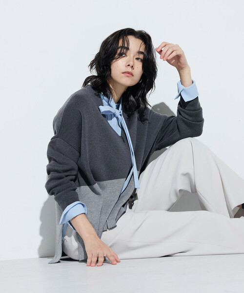 COMME CA(コムサ)の「〔 TALLサイズ 〕 ウール混スムース ジップカーディガン(カーディガン/ボレロ・レディース・チャコール・15号)」の5枚目の写真