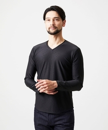 《日本製》バイアスチェック柄Vネック長袖カットソー