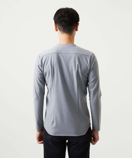 MICHEL KLEIN HOMME (ミッシェルクランオム)の「《日本製》バイアスチェック柄Vネック長袖カットソー(Tシャツ/カットソー・メンズ・ブラック/グレー・MEDIUM/LARGE/X-LARGE)」の12枚目の写真