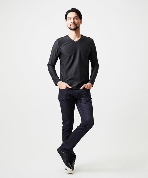 MICHEL KLEIN HOMME (ミッシェルクランオム)の「《日本製》バイアスチェック柄Vネック長袖カットソー(Tシャツ/カットソー・メンズ・ブラック/グレー・MEDIUM/LARGE/X-LARGE)」の17枚目の写真