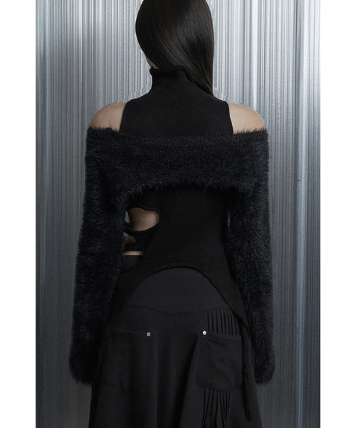 ETRE AU SOMMET（エトレオソメ）の「Cut-Out Halter Bolero Layered Knit Top Set (Black)（ニット/セーター・レディース・その他・FREE）」の3枚目の写真