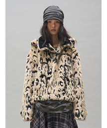SOMSOC（ソムソック）の「FREI HOODED DUFFLE FUR COAT_LEOPARD（ムートンコート）」