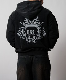 RUSS-K（ラスケー）の「【RUSS-K/ラスケー】2026新作 ヴィンテージライク トライバルデザイン 刺繍 ショート丈 ジップパーカー（パーカー）」