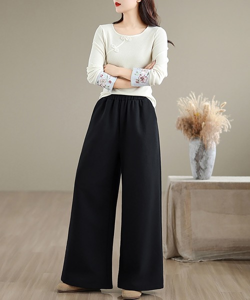 Doux Belle(ドゥーベル)の「裏起毛ワイドパンツ(その他パンツ・レディース・ブラック/ベージュ/ホワイト・X-LARGE/LARGE)」の13枚目の写真