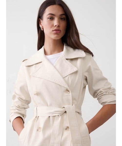 BANANA REPUBLIC FACTORY STORE（バナナリパブリック ファクトリーストア）の「BANANA REPUBLIC FACTORY STORE　　デニム ダブルブレスト トレンチコート（トレンチコート・レディース・オフホワイト・S/M/L/XS）」の4枚目の写真