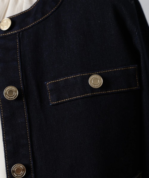 Apuweiser-riche（アプワイザーリッシェ）の「トラッドノーカラーデニムジャケット（その他アウター・レディース・ネイビー・2/1）」の9枚目の写真