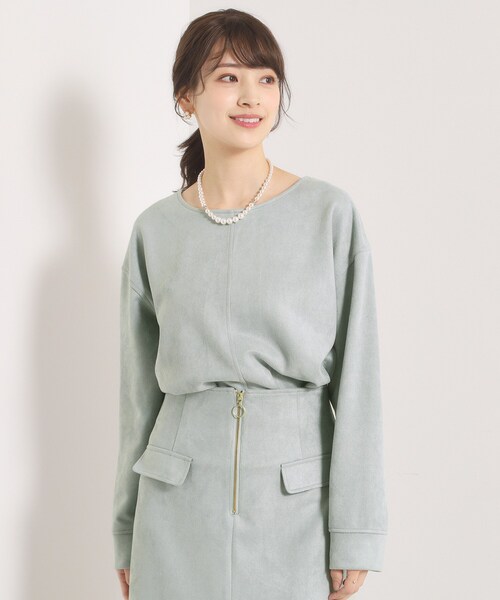 ITS'DEMO（イッツデモ）の「【セットアップ可／手洗い可】カットスエードプルオーバー（Tシャツ/カットソー・レディース・チャコールグレー/ベビーピンク/アイボリー/グリーン系・00）」の3枚目の写真