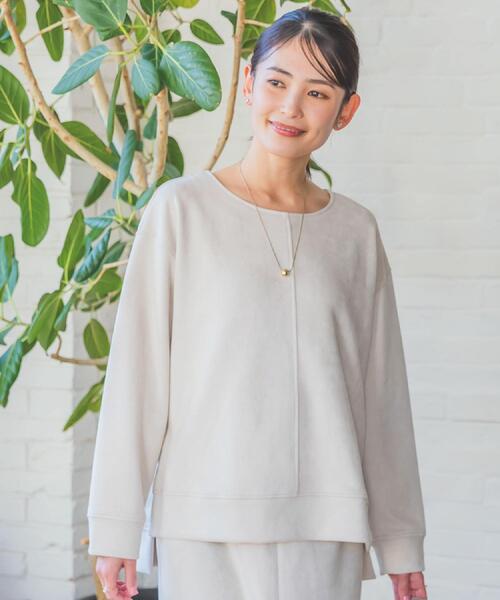 ITS'DEMO（イッツデモ）の「【セットアップ可／手洗い可】カットスエードプルオーバー（Tシャツ/カットソー・レディース・チャコールグレー/ベビーピンク/アイボリー/グリーン系・00）」の6枚目の写真