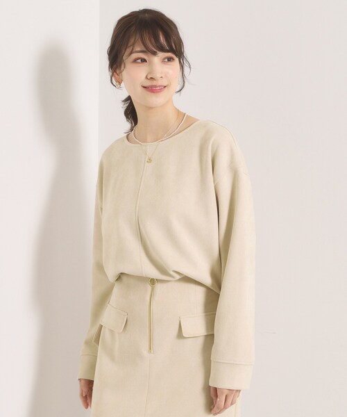 ITS'DEMO（イッツデモ）の「【セットアップ可／手洗い可】カットスエードプルオーバー（Tシャツ/カットソー・レディース・チャコールグレー/ベビーピンク/アイボリー/グリーン系・00）」の8枚目の写真