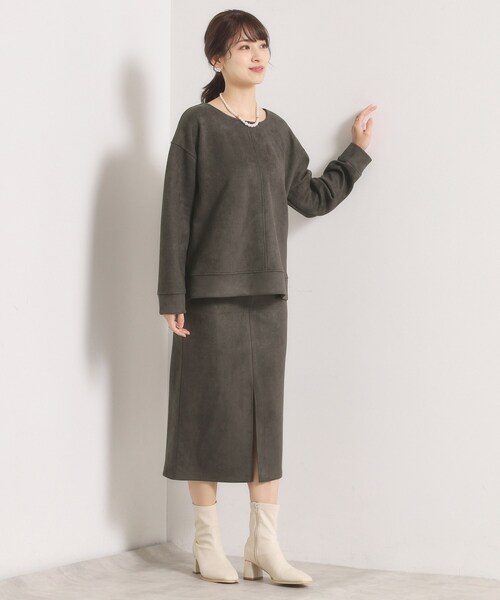 ITS'DEMO（イッツデモ）の「【セットアップ可／手洗い可】カットスエードプルオーバー（Tシャツ/カットソー・レディース・チャコールグレー/ベビーピンク/アイボリー/グリーン系・00）」の13枚目の写真