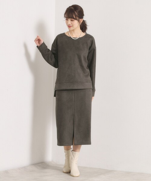 ITS'DEMO（イッツデモ）の「【セットアップ可／手洗い可】カットスエードプルオーバー（Tシャツ/カットソー・レディース・チャコールグレー/ベビーピンク/アイボリー/グリーン系・00）」の14枚目の写真