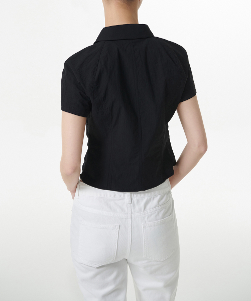 MUSINSA STANDARD WOMAN（ムシンサスタンダードウーマン）の「ウィメンズフロントシャーリング半袖シャツ[ブラック]（シャツ/ブラウス・レディース・その他・LARGE/MEDIUM/SMALL/X-SMALL/X-LARGE）」の8枚目の写真