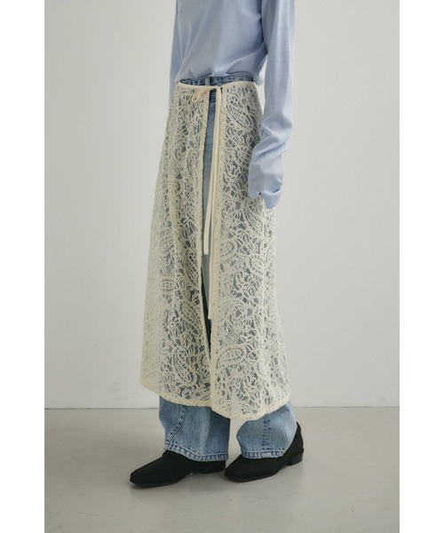 STYLEMIXER(スタイルミキサー)の「ニュアンスレースラップスカーフ(バンダナ/スカーフ・レディース・ライトグリーン/ネイビー/アイボリー・FREE)」の1枚目の写真