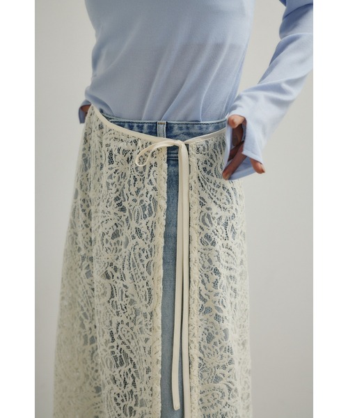 STYLEMIXER(スタイルミキサー)の「ニュアンスレースラップスカーフ(バンダナ/スカーフ・レディース・ライトグリーン/ネイビー/アイボリー・FREE)」の6枚目の写真