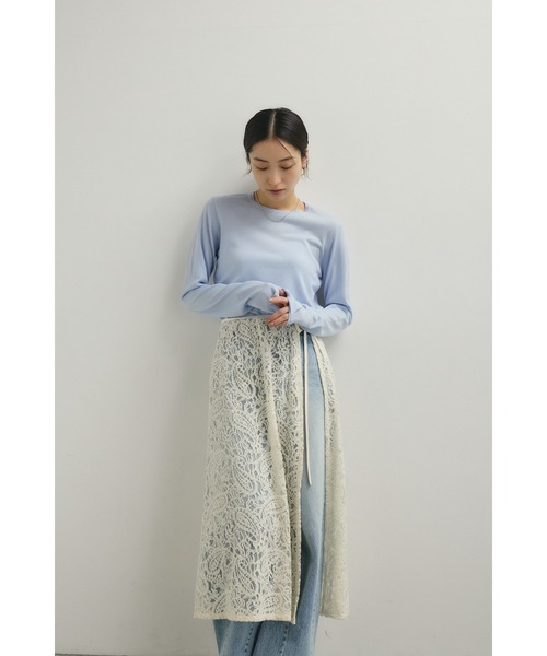 STYLEMIXER(スタイルミキサー)の「ニュアンスレースラップスカーフ(バンダナ/スカーフ・レディース・ライトグリーン/ネイビー/アイボリー・FREE)」の5枚目の写真