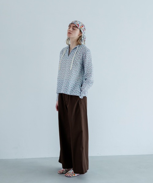 MEYAME(メヤメ)の「MEYAME/メヤメ コットンプリントブラウス COTTON PRINT BLOUSE(シャツ/ブラウス・レディース・ネイビー/ブルー・FREE)」の11枚目の写真