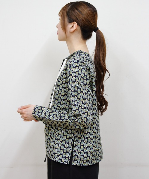 MEYAME(メヤメ)の「MEYAME/メヤメ コットンプリントブラウス COTTON PRINT BLOUSE(シャツ/ブラウス・レディース・ネイビー/ブルー・FREE)」の16枚目の写真