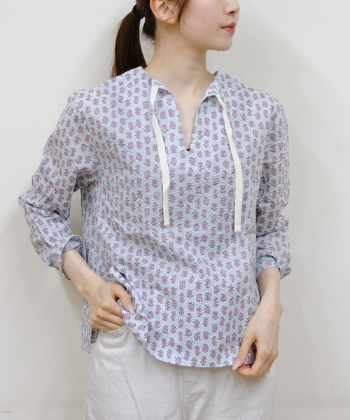 MEYAME(メヤメ)の「MEYAME/メヤメ コットンプリントブラウス COTTON PRINT BLOUSE(シャツ/ブラウス・レディース・ネイビー/ブルー・FREE)」の21枚目の写真