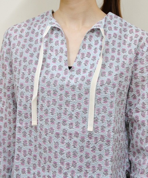 MEYAME(メヤメ)の「MEYAME/メヤメ コットンプリントブラウス COTTON PRINT BLOUSE(シャツ/ブラウス・レディース・ネイビー/ブルー・FREE)」の19枚目の写真