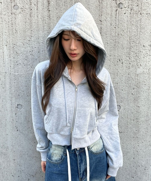 3.3 Field Trip (3.3フィールドトリップ)の「3.3 Field Trip/スタッズロゴジップパーカー(ウラケ)(パーカー・レディース・ブラック/レッド/グレー・FREE)」の2枚目の写真