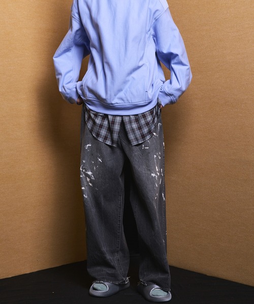 MAISON SPECIAL(メゾンスペシャル)の「《UNISEX》【Vintage Style Denim Fabric】Prime-Wide Straight Denim Pants/【ヴィンテージスタイルデニム】プライムワイドストレートデニム【MAISON SPECIAL/メゾンスペシャル】■セットアップ対応■(デニムパンツ・メンズ・ブラック/ホワイト/ブルー・1/0/2)」の12枚目の写真