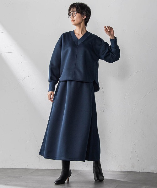 MAYSON GREY（メイソングレイ）の「軽量ボンディングスカートセットアップ≪洗濯機で洗える≫（ワンピース・レディース・オフホワイト/ブルー/ネイビー・M）」の13枚目の写真