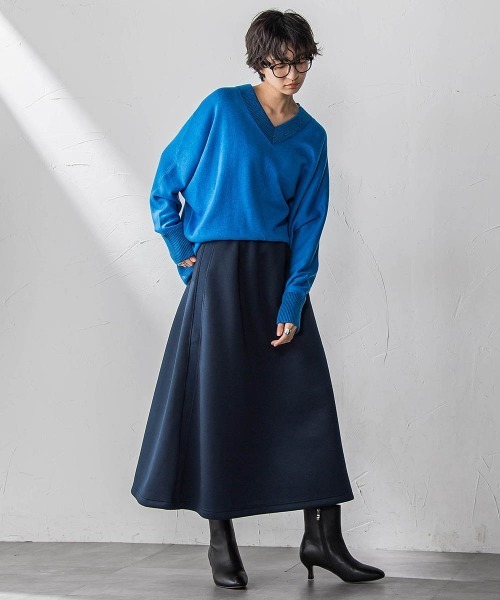 MAYSON GREY（メイソングレイ）の「軽量ボンディングスカートセットアップ≪洗濯機で洗える≫（ワンピース・レディース・オフホワイト/ブルー/ネイビー・M）」の16枚目の写真