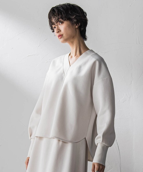 MAYSON GREY（メイソングレイ）の「軽量ボンディングスカートセットアップ≪洗濯機で洗える≫（ワンピース・レディース・オフホワイト/ブルー/ネイビー・M）」の18枚目の写真