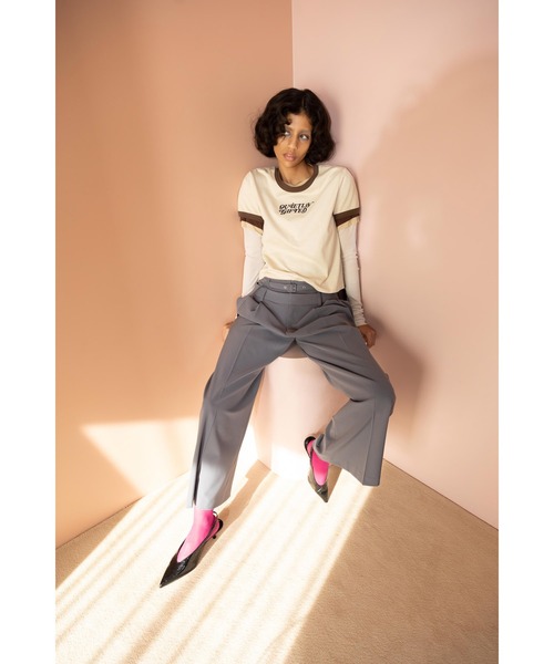 G.V.G.V.(ジーヴィージーヴィー)の「EMBROIDERY RINGER TEE(Tシャツ/カットソー・レディース・ネイビー/ベージュ/ホワイト・ONE SIZE)」の2枚目の写真