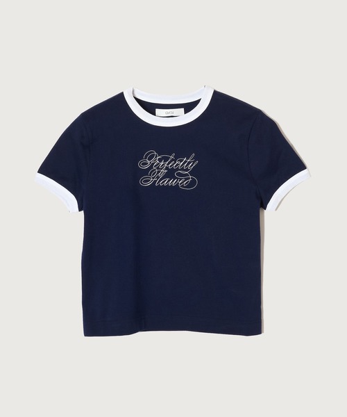 G.V.G.V.(ジーヴィージーヴィー)の「EMBROIDERY RINGER TEE(Tシャツ/カットソー・レディース・ネイビー/ベージュ/ホワイト・ONE SIZE)」の5枚目の写真