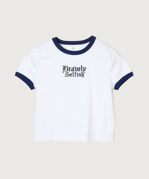 G.V.G.V.(ジーヴィージーヴィー)の「EMBROIDERY RINGER TEE(Tシャツ/カットソー・レディース・ネイビー/ベージュ/ホワイト・ONE SIZE)」の7枚目の写真