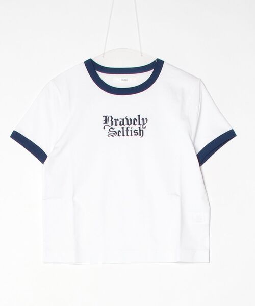 G.V.G.V.(ジーヴィージーヴィー)の「EMBROIDERY RINGER TEE(Tシャツ/カットソー・レディース・ネイビー/ベージュ/ホワイト・ONE SIZE)」の9枚目の写真