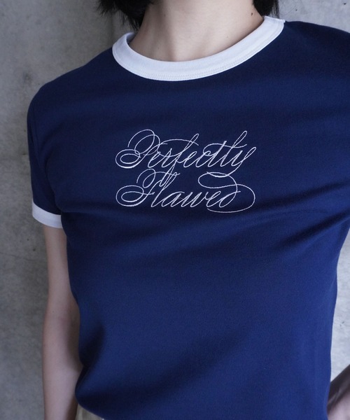 G.V.G.V.(ジーヴィージーヴィー)の「EMBROIDERY RINGER TEE(Tシャツ/カットソー・レディース・ネイビー/ベージュ/ホワイト・ONE SIZE)」の21枚目の写真