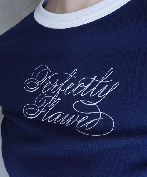 G.V.G.V.(ジーヴィージーヴィー)の「EMBROIDERY RINGER TEE(Tシャツ/カットソー・レディース・ネイビー/ベージュ/ホワイト・ONE SIZE)」の22枚目の写真