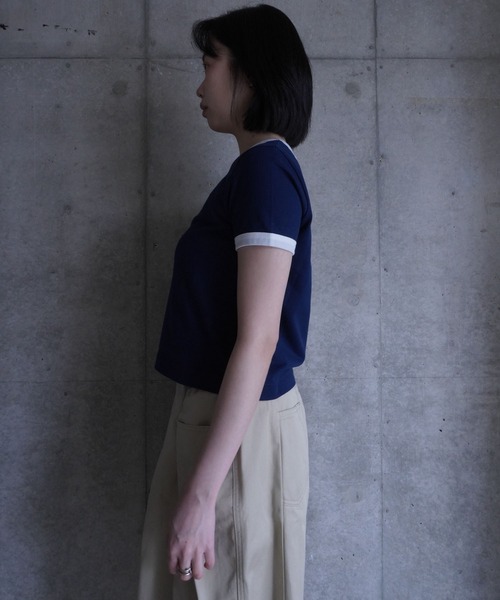 G.V.G.V.(ジーヴィージーヴィー)の「EMBROIDERY RINGER TEE(Tシャツ/カットソー・レディース・ネイビー/ベージュ/ホワイト・ONE SIZE)」の18枚目の写真