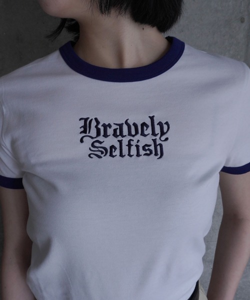 G.V.G.V.(ジーヴィージーヴィー)の「EMBROIDERY RINGER TEE(Tシャツ/カットソー・レディース・ネイビー/ベージュ/ホワイト・ONE SIZE)」の13枚目の写真