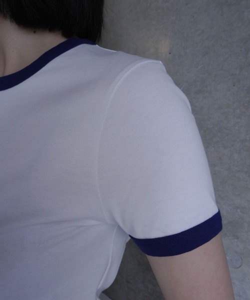 G.V.G.V.(ジーヴィージーヴィー)の「EMBROIDERY RINGER TEE(Tシャツ/カットソー・レディース・ネイビー/ベージュ/ホワイト・ONE SIZE)」の15枚目の写真