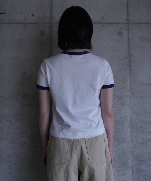 G.V.G.V.(ジーヴィージーヴィー)の「EMBROIDERY RINGER TEE(Tシャツ/カットソー・レディース・ネイビー/ベージュ/ホワイト・ONE SIZE)」の12枚目の写真